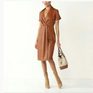 Elegant Brown Faux Leather Dress By NINE West